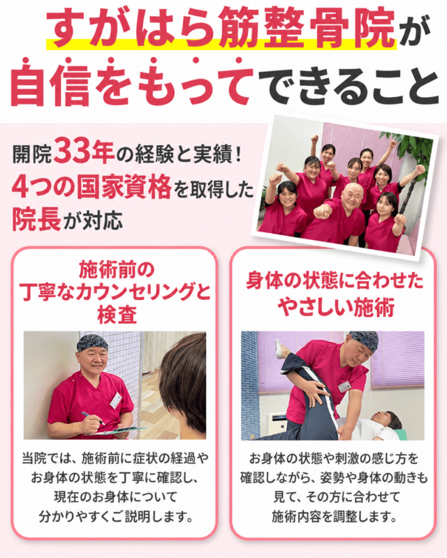 すがはら筋整骨院が自信をもってできること