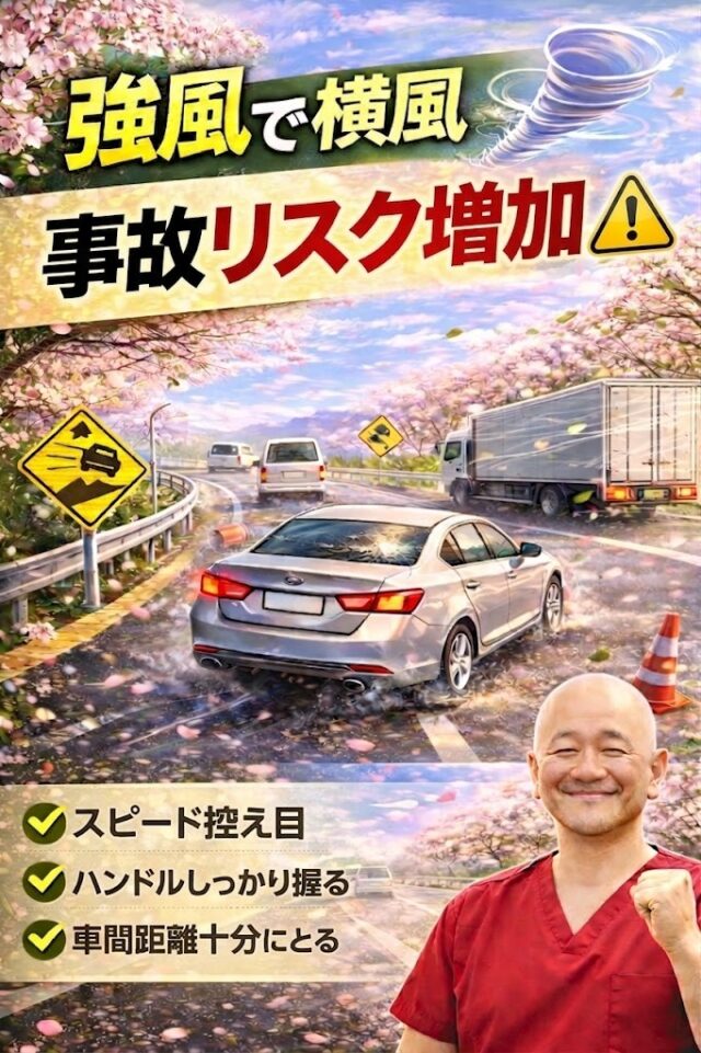 強風で事故リスク増加