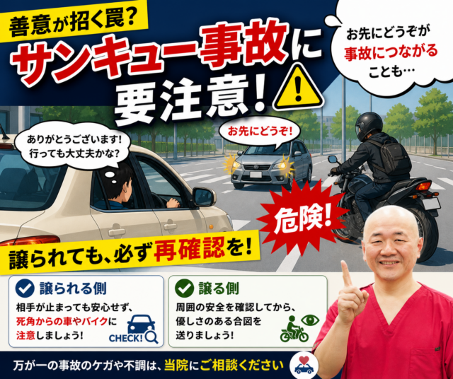 サンキュー事故に注意