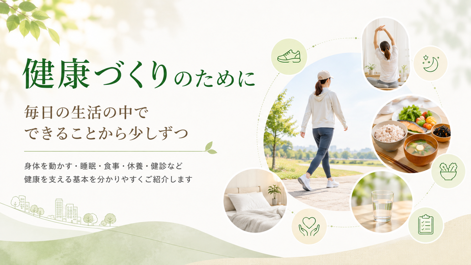 健康づくりのために、毎日の生活の中で、できることから少しずつ